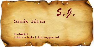 Sisák Júlia névjegykártya